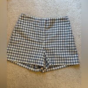 LOFT High Waist Tweed Checkered Shorts